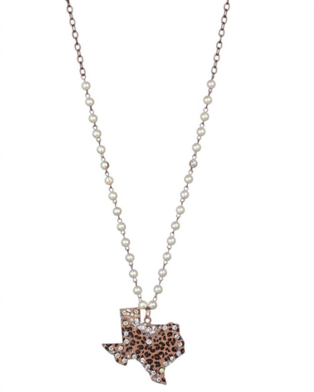 NEW GRACE + EMMA women's leopard and pearl beaded necklace in mix pattern